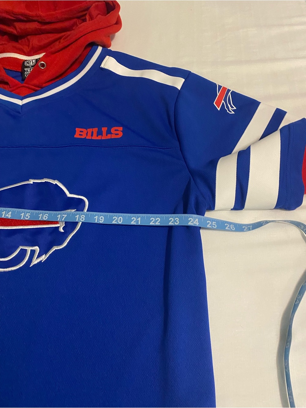 NFL Bills Blue and Red Crewneck Hooded Sweater - Picture 8 of 8